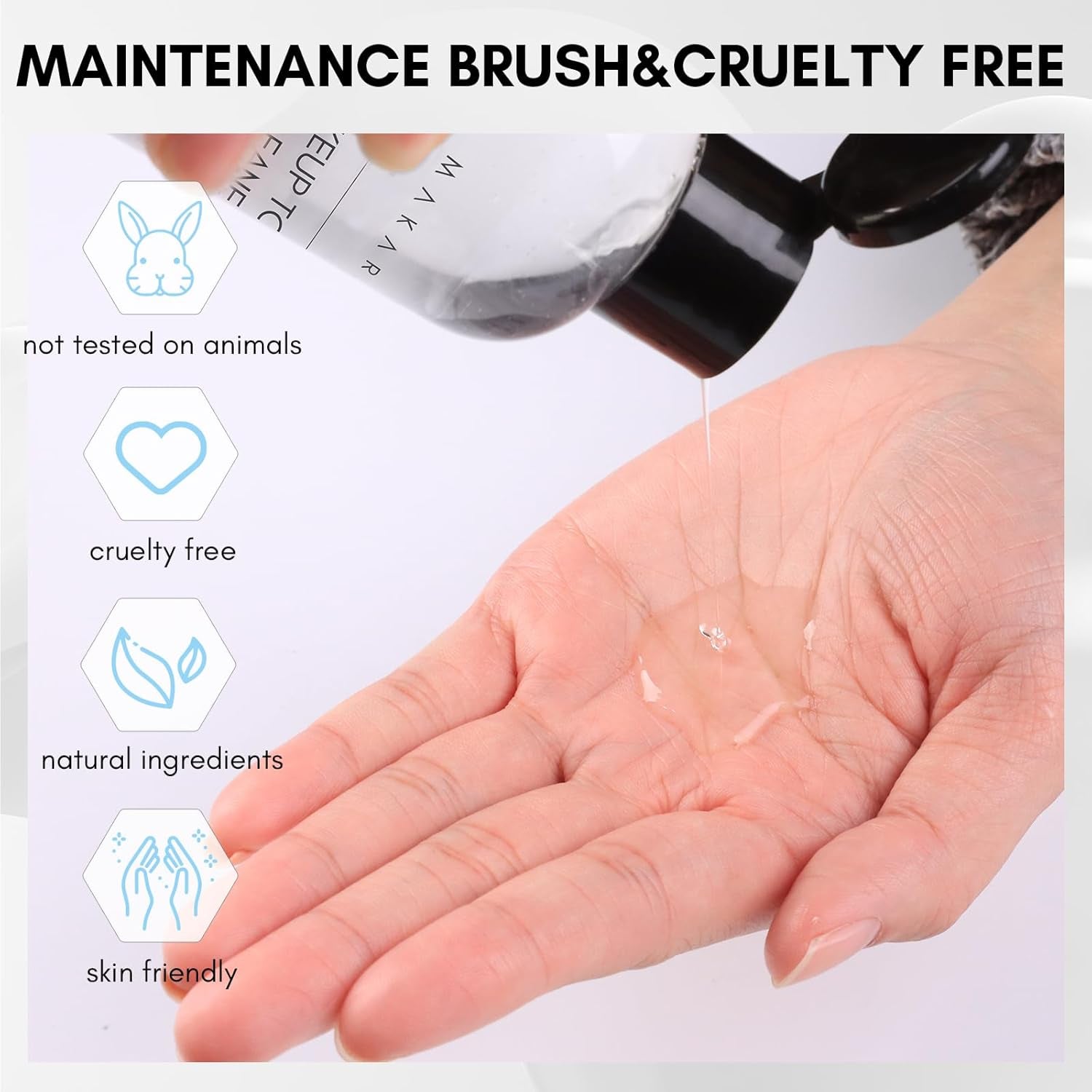 Makeup Brush Cleaner: Deep Cleaning Solution for Nail Brushes, Sponges, and Powder Puffs, Hypoallergenic Formula, Removes Residue from Cosmetic and Nail Art Tools, Cruelty-Free (5.07 Fl Oz)