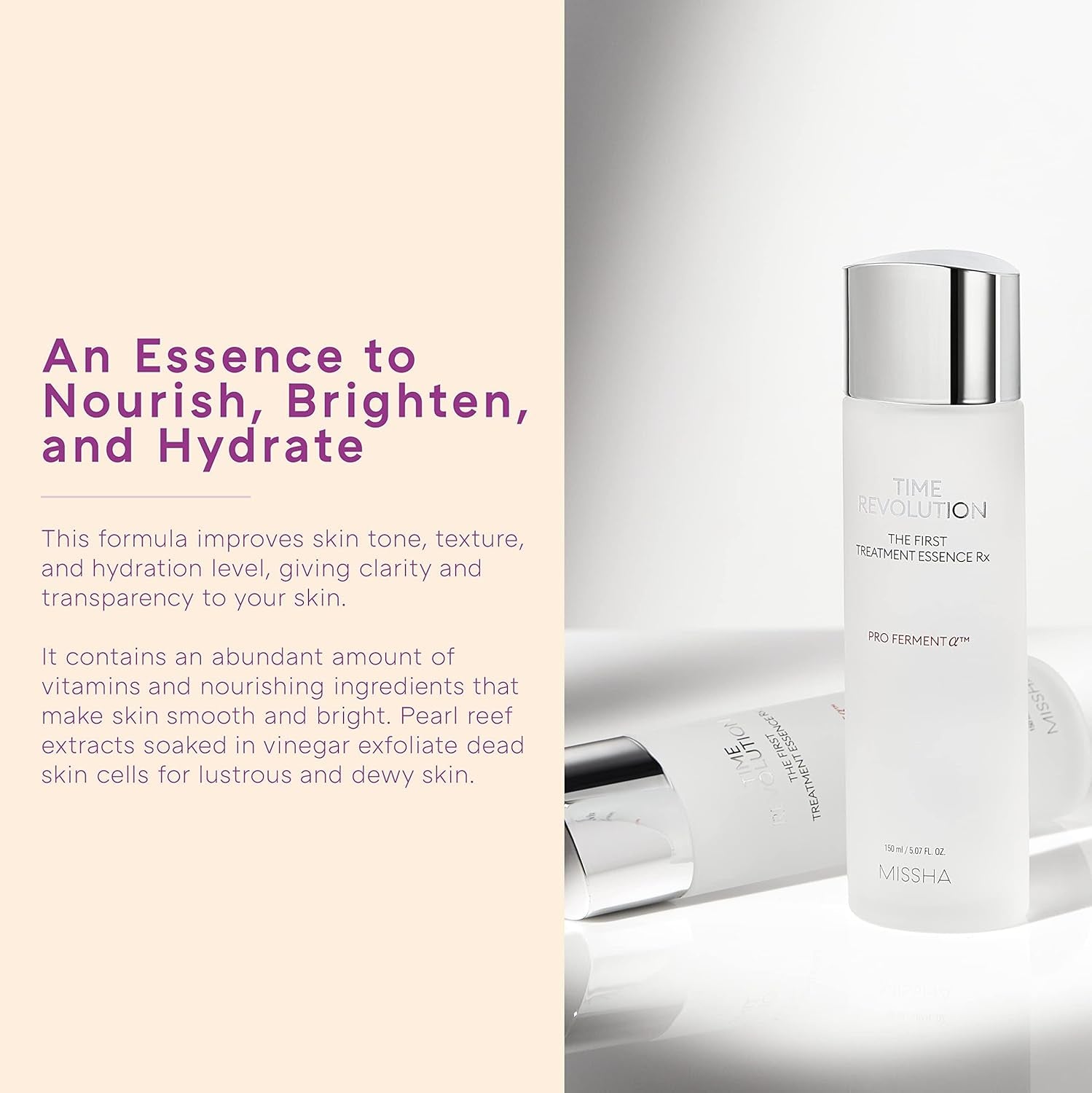 Time Revolution the First Essence RX (4Th Gen) 5.07 Fl Oz/150Ml, Korean Face Essence, Hydrating Facial Toner, Skin Smoothing & Ph Balancing Toner for All Skin Types