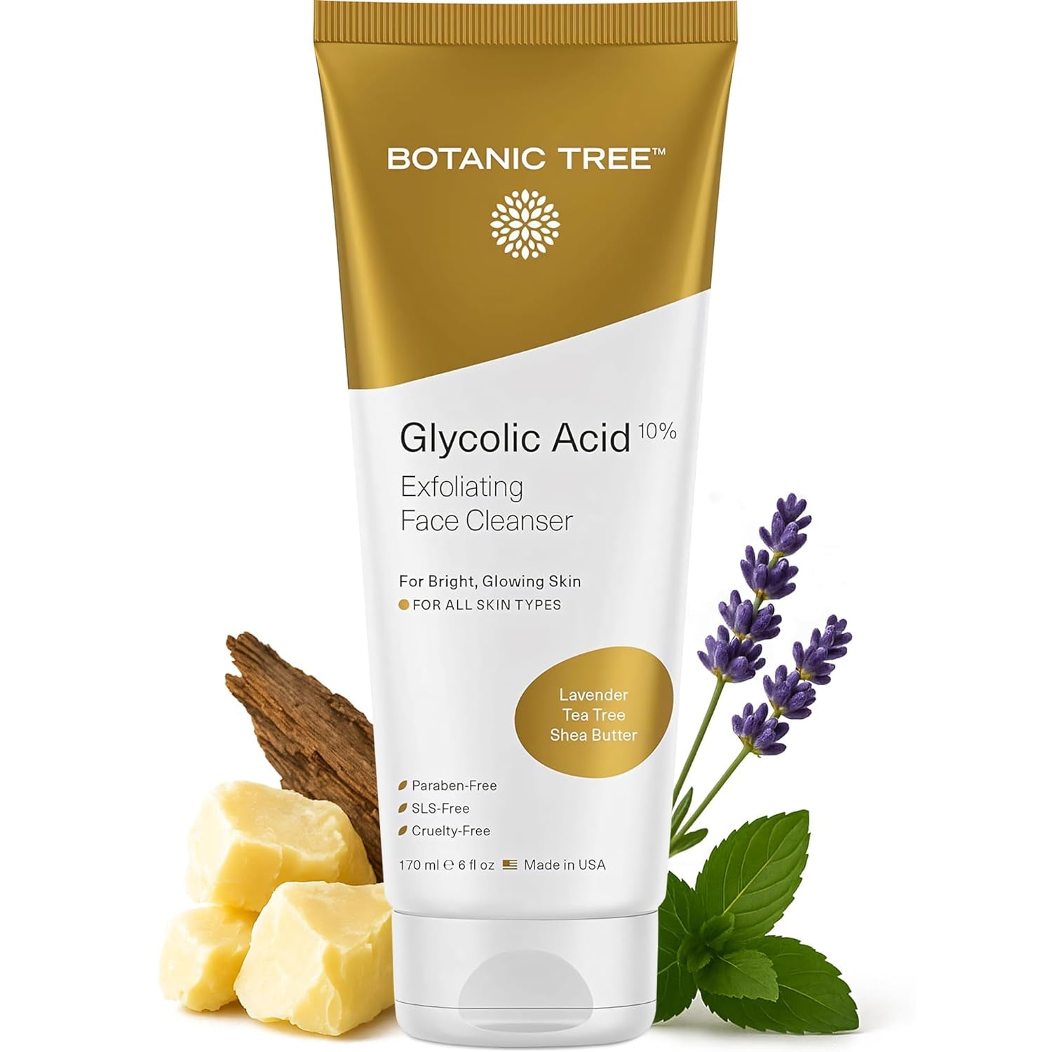 Glycolic Acid Face Wash - Facial Cleanser and Scrub - 10% Glycolic Acid, AHA - Salicylic Cleanser - 6 Fl. Oz