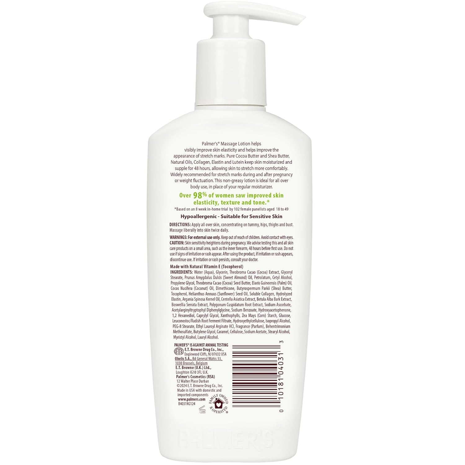 Cocoa Butter Formula Massage Lotion for Stretch Marks, Pregnancy Skin Care, Belly Cream with Collagen, Elastin, Argan Oil and Shea Butter, 8.5 Ounces